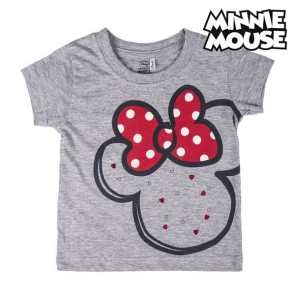 Maglia a Maniche Corte per Bambini Minnie Mouse Grigio