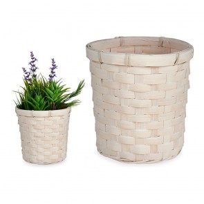 Vaso Bianco PVC Bambù (17 x 15 x 17 cm)