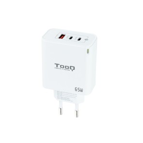 Caricabatterie da Parete TooQ Cargador de Pared GaN 2USB-C/PD + USB-A/QC 65W, Blanco Bianco 65 W