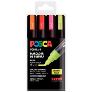 Set di Pennarelli POSCA PC-5M Fluor Multicolore