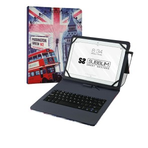 Custodia per Tablet e Tastiera Subblim Funda con Teclado Micro USB - USB C KEYTAB USB 10,1" England Qwerty in Spagnolo