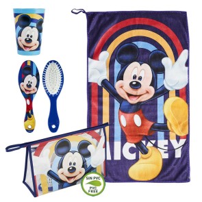 Set da Bagno da Viaggio per Bambini Mickey Mouse Azzurro (23 x 16 x 7 cm) (4 pcs)