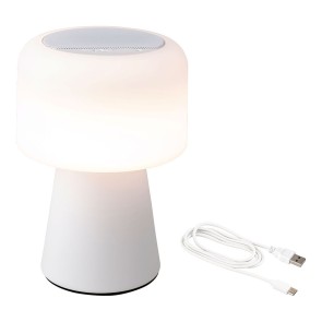 Lampada LED con altoparlante Bluetooth e caricabatterie senza fili Lumineo 894417 Bianco 22,5 cm Ricaricabile