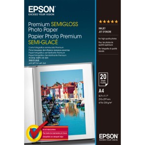 Carta Fotografica Lucida Epson Premium Semigloss Photo Paper 20 Fogli 251 g/m² A4