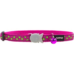 Collare per Cani Red Dingo STYLE STARS LIME ON HOT PINK 15 mm x 24-36 cm