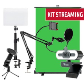 Kit Streaming - Green Screen + Webcam W401L + Microfono M100 e braccio + Lampada e supporto