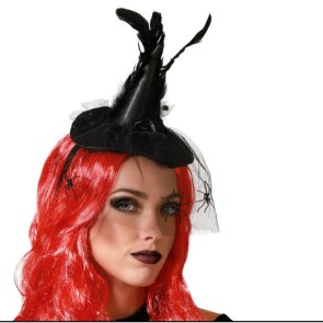 Diadema Cappello Strega Halloween Piume