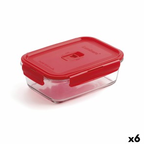 Porta pranzo Ermetico Luminarc Pure Box Rosso 16 x 11 cm 820 ml Vetro (6 Unità)