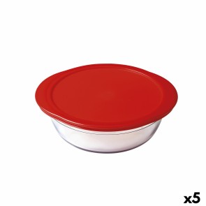 Porta Pranzo Rotondo con Coperchio Ô Cuisine Cook & Store 21 x 21 x 7 cm Rosso 1,1 L Silicone Vetro (5 Unità)
