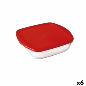 Porta Pranzo Quadrato con Coperchio Ô Cuisine Cook & Store Rosso 1 L 20 x 17 x 6 cm Silicone Vetro (6 Unità)
