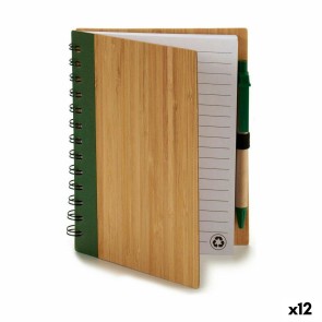 Quaderno ad Anelli con Penna Bambù 14 x 18 cm (12 Unità)