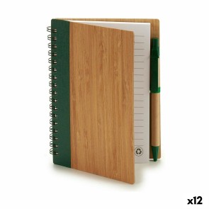 Quaderno ad Anelli con Penna Bambù 1 x 16 x 12 cm (12 Unità)