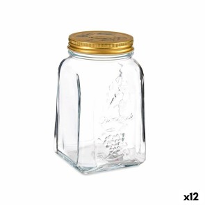 Vaso Homemade Trasparente Dorato Metallo Vetro 1 L 9,8 x 17 x 9,8 cm (12 Unità)