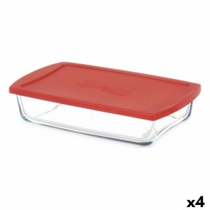 Porta pranzo Borcam Rosso Trasparente Vetro Borosilicato 1,3 L (4 Unità)