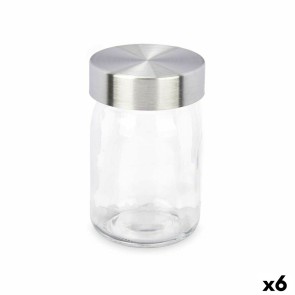 Vaso Trasparente Argentato Metallo Vetro 230 ml 6,8 x 11 x 6,8 cm (6 Unità)