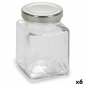 Vaso Trasparente Argentato Metallo Vetro 100 ml 5,6 x 7,6 x 5,6 cm (6 Unità)