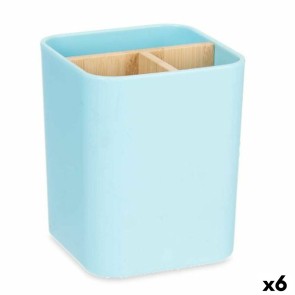 Portaspazzolini da Denti Azzurro Bambù polipropilene 9 x 11 x 9 cm (6 Unità)