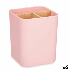 Portaspazzolini da Denti Rosa Bambù polipropilene 9 x 11 x 9 cm (6 Unità)