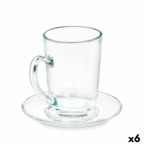 Tazza con Piatto Trasparente Vetro 200 ml (6 Unità)