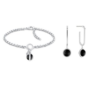 Completo Bracciale e Orecchini Tommy Hilfiger 2770171 Nero Argentato