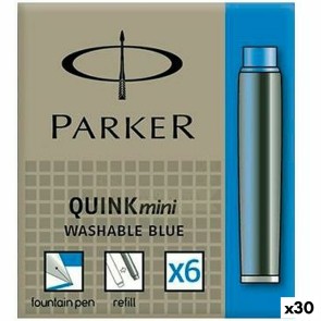 Ricarica di inchiostro per penna Parker Quink Mini 6 Pezzi Azzurro (30 Unità)
