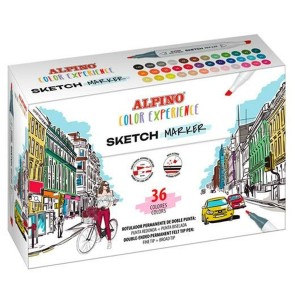 Set di Pennarelli Alpino Sketch Marker Doppia punta Multicolore (4 Unità)
