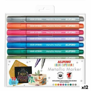 Set di Pennarelli Alpino Metallic Marker Multicolore (12 Unità)