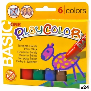 Vernici a tempera solide Playcolor Basic One Multicolore (24 Unità)