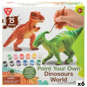 Gioco Fai-da-te PlayGo 15 Pezzi Dinosauri Per la pittura (6 Unità)