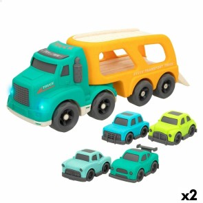 Camion Porta-veicoli e Macchinine Motor Town Luce Suono 32,5 x 13 x 10,5 cm (2 Unità)
