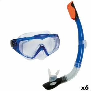 Occhialini da Snorkeling e Boccaglio Intex Aqua Pro Azzurro (6 Unità)