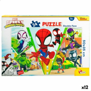 Puzzle per Bambini Spidey Double-face 50 x 35 cm 24 Pezzi (12 Unità)