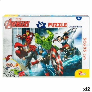 Puzzle per Bambini The Avengers Double-face 60 Pezzi 50 x 35 cm (12 Unità)