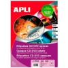 Adesivi/Etichette Apli CD/DVD Bianco Ø 117 mm