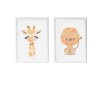 Set di 2 quadri Crochetts 33 x 43 x 2 cm Giraffa Leone 2 Pezzi