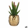 Pianta Decorativa Ceramica Dorato Cactus Verde Plastica 6 Unità