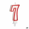 Candela Compleanno Numeri 7 Rosso Bianco (12 Unità)