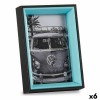 Cornice Portafoto 3 x 17 x 12 cm Cristallo Nero Azzurro Legno MDF (6 Unità)