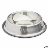 Ciotola per cani Argentato Grigio Gomma Metallo 26 x 7 x 26 cm (12 Unità)